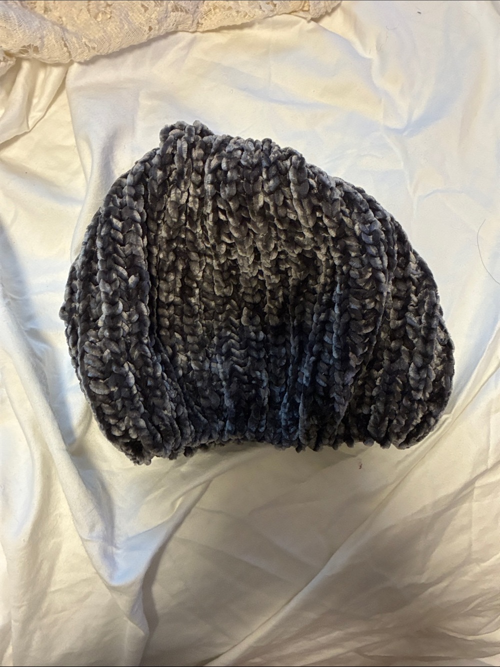 Cost Plus World Market Plush Chunky Knit Charcoal Beanie